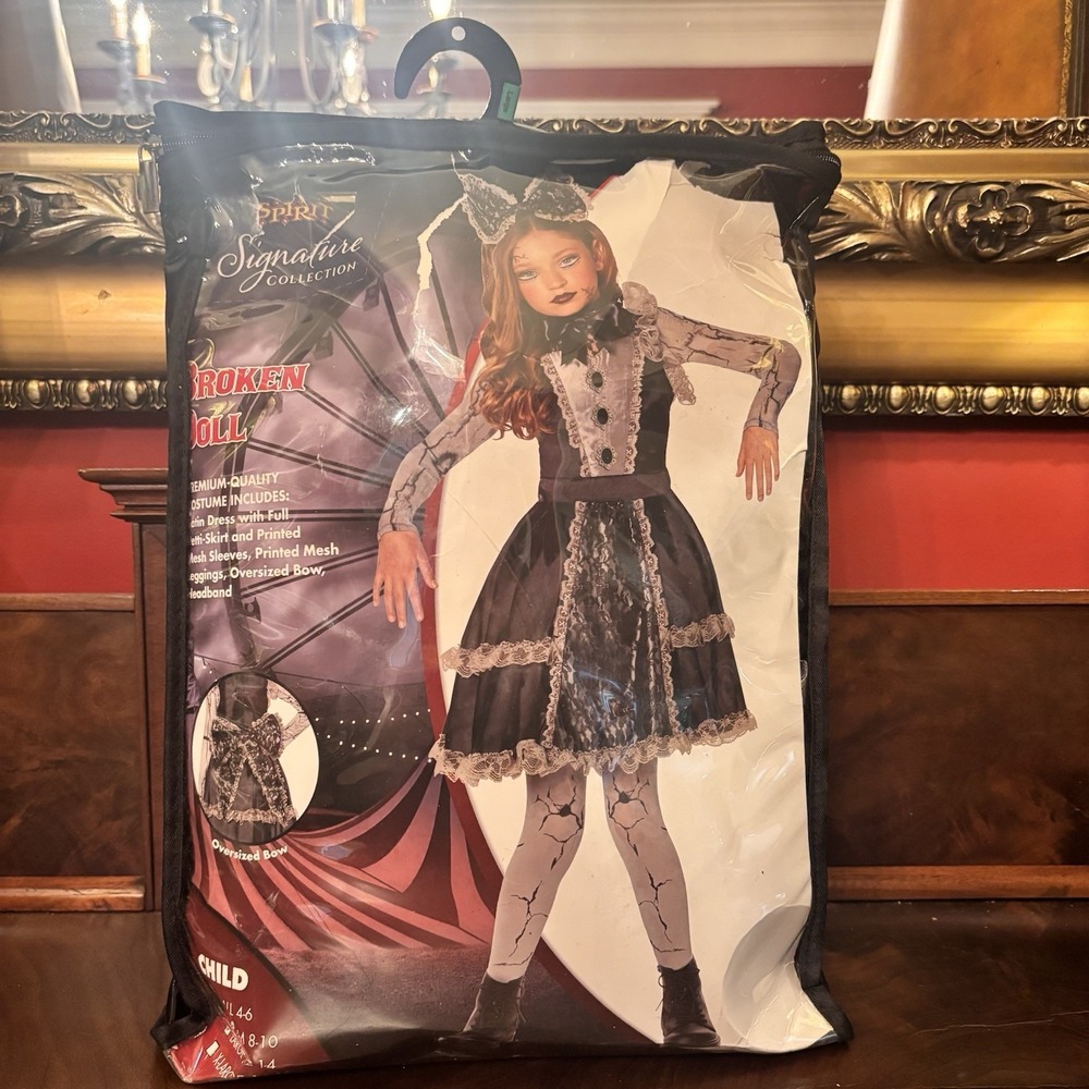 Spirit Halloween Broken Doll Costume Child Large 12-14 Signature Collection